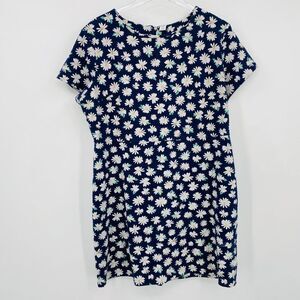 Old Navy Size XL Navy Blue Daisy Floral Print Short Sleeve Stretch Knit Dress